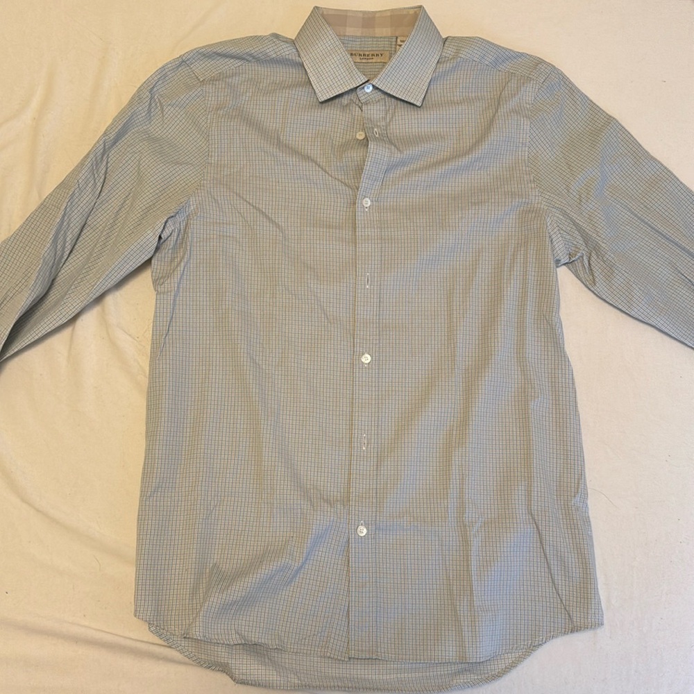 Burberry London Men's Fine Checked Dress Shirt 17